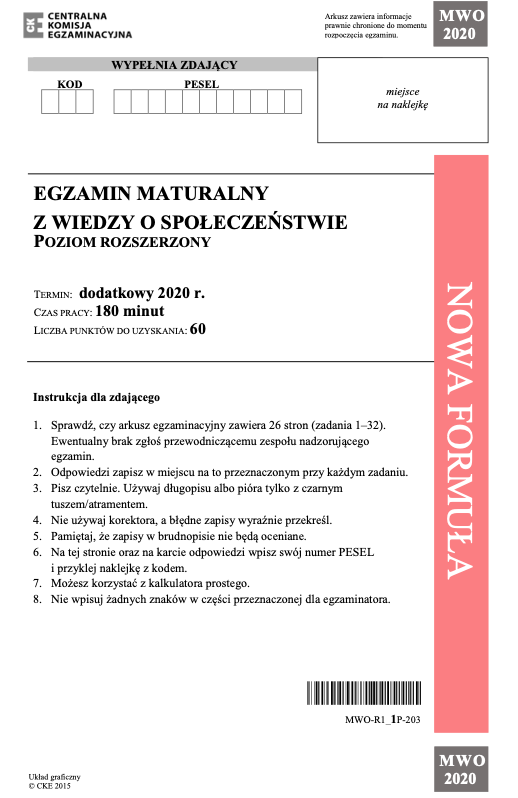 ГДЗ, решения к учебнику Egzamin maturalny Wiedza o społeczeństwie. Poziom rozszerzony 2020. Drugi termin Украина