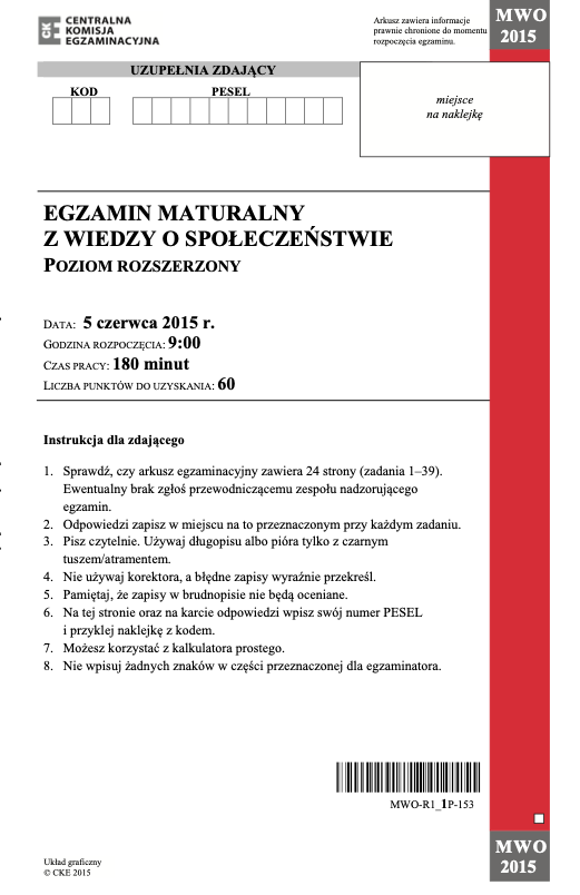 ГДЗ, решения к учебнику Egzamin maturalny Wiedza o społeczeństwie. Poziom rozszerzony 2015. Drugi termin Украина