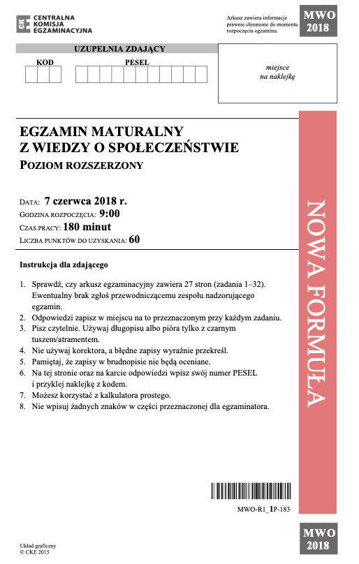 ГДЗ, решения к учебнику Egzamin maturalny Wiedza o społeczeństwie. Poziom rozszerzony 2018. Drugi termin Украина