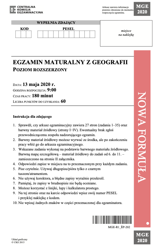 ГДЗ, решения к учебнику Egzamin maturalny Geografia. Poziom rozszerzony 2020 Украина