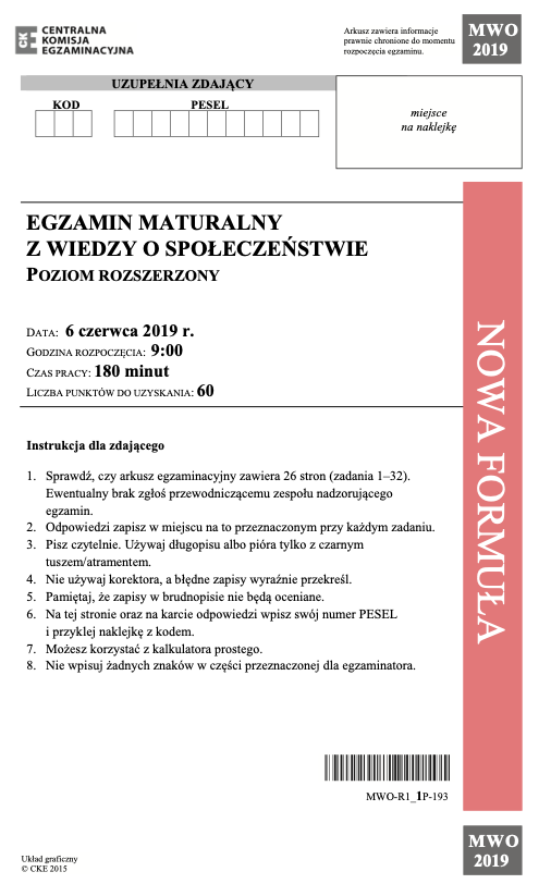 ГДЗ, решения к учебнику Egzamin maturalny Wiedza o społeczeństwie. Poziom rozszerzony 2019. Drugi termin Украина
