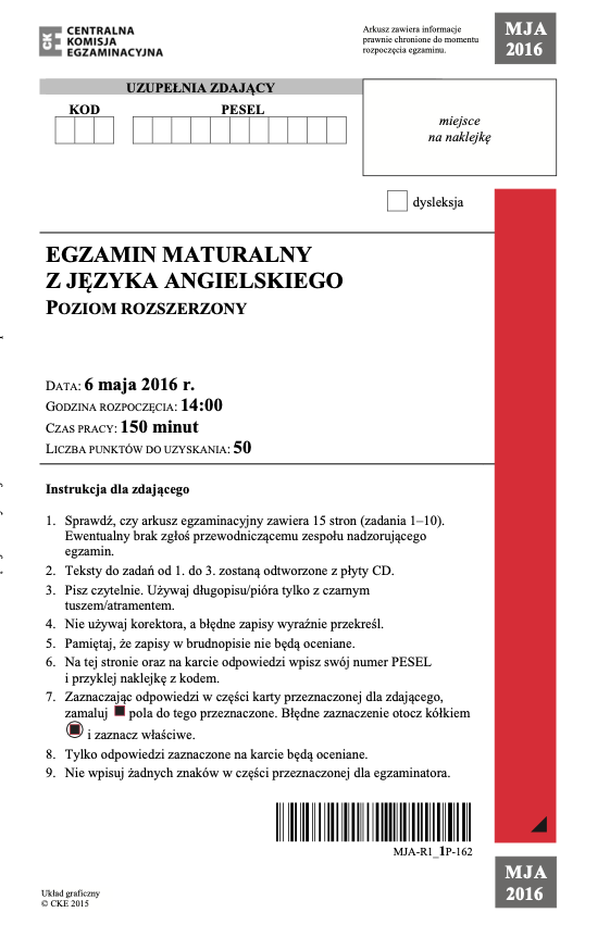 ГДЗ, решения к учебнику Egzamin maturalny Język Angielski. Poziom rozszerzony 2016 Украина