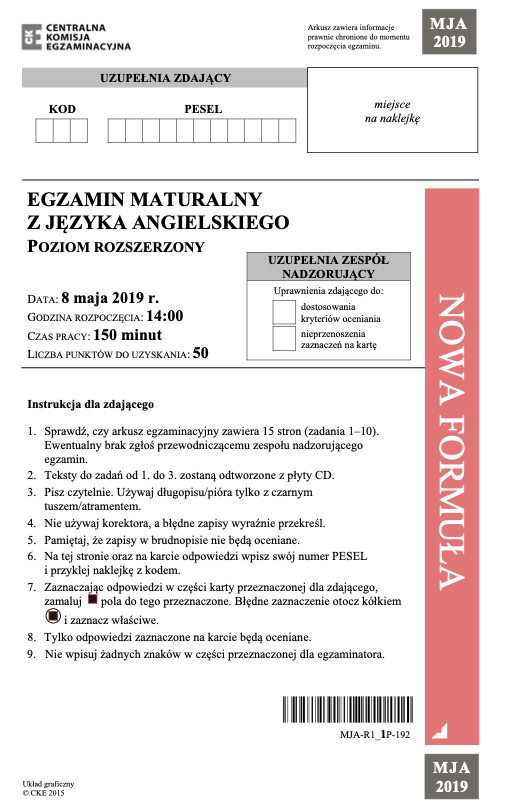 ГДЗ, решения к учебнику Egzamin maturalny Język Angielski. Poziom rozszerzony 2019 Украина
